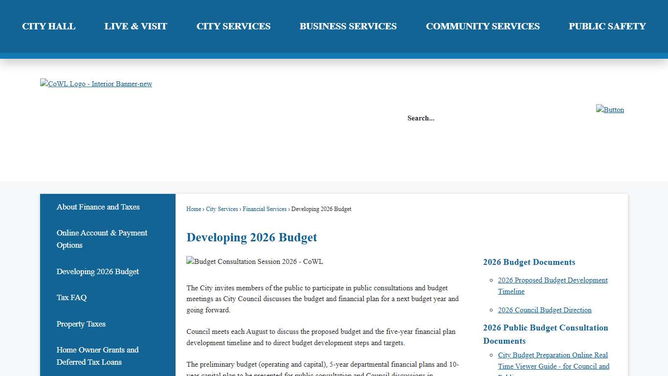 Developing 2026 Budget Williams Lake, BC - Official Website